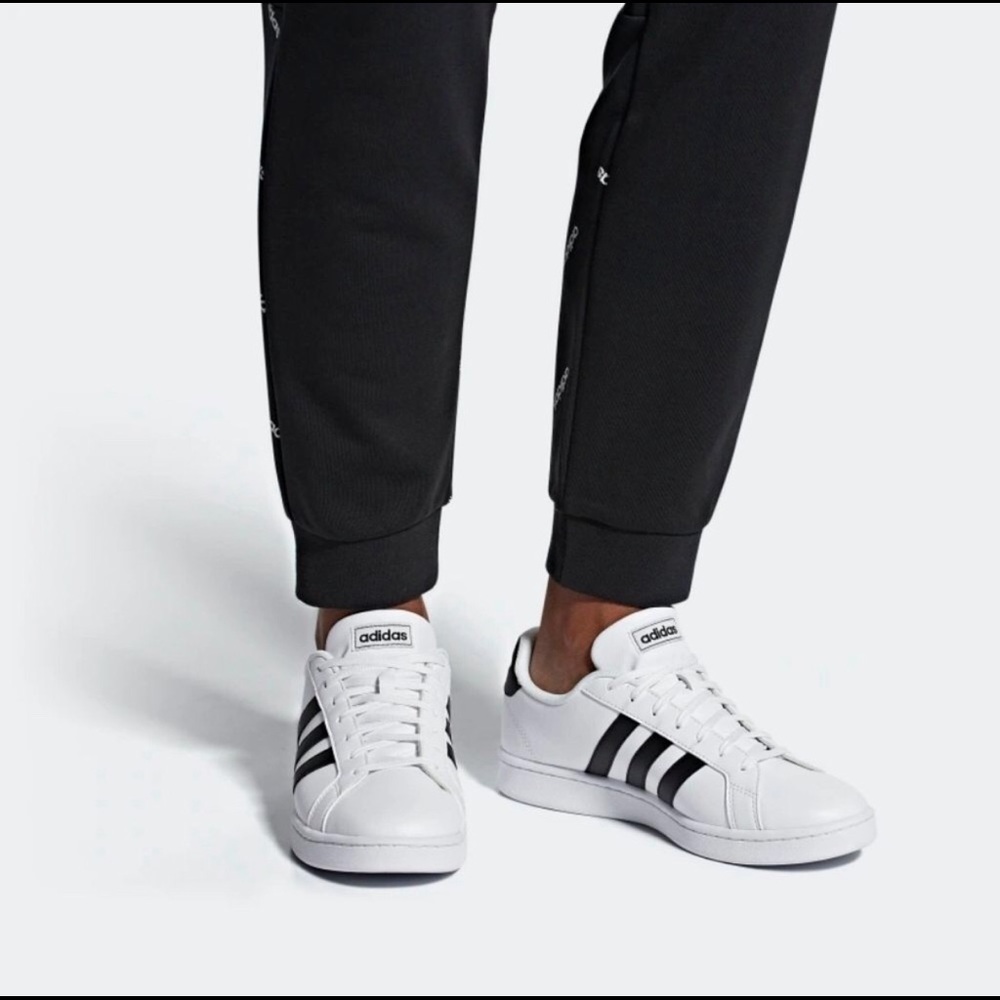Adidas Grand Court White shoes.